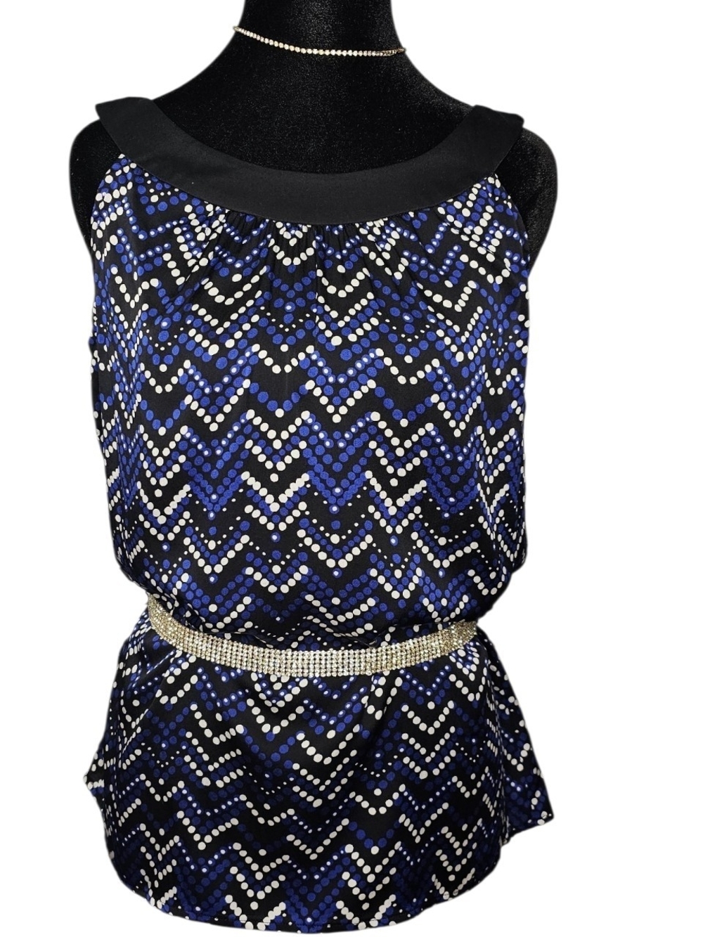 Ann Taylor Petites Silk Blend Chevron Print Sleeveless Top - 8P